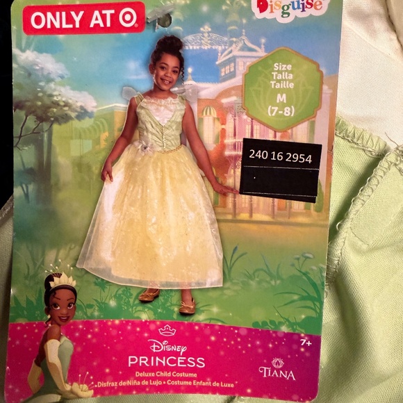 Girls Disney The Princess & The Frog TIANA Deluxe Costume Size 7/8  Dress Up NWT - Picture 7 of 8
